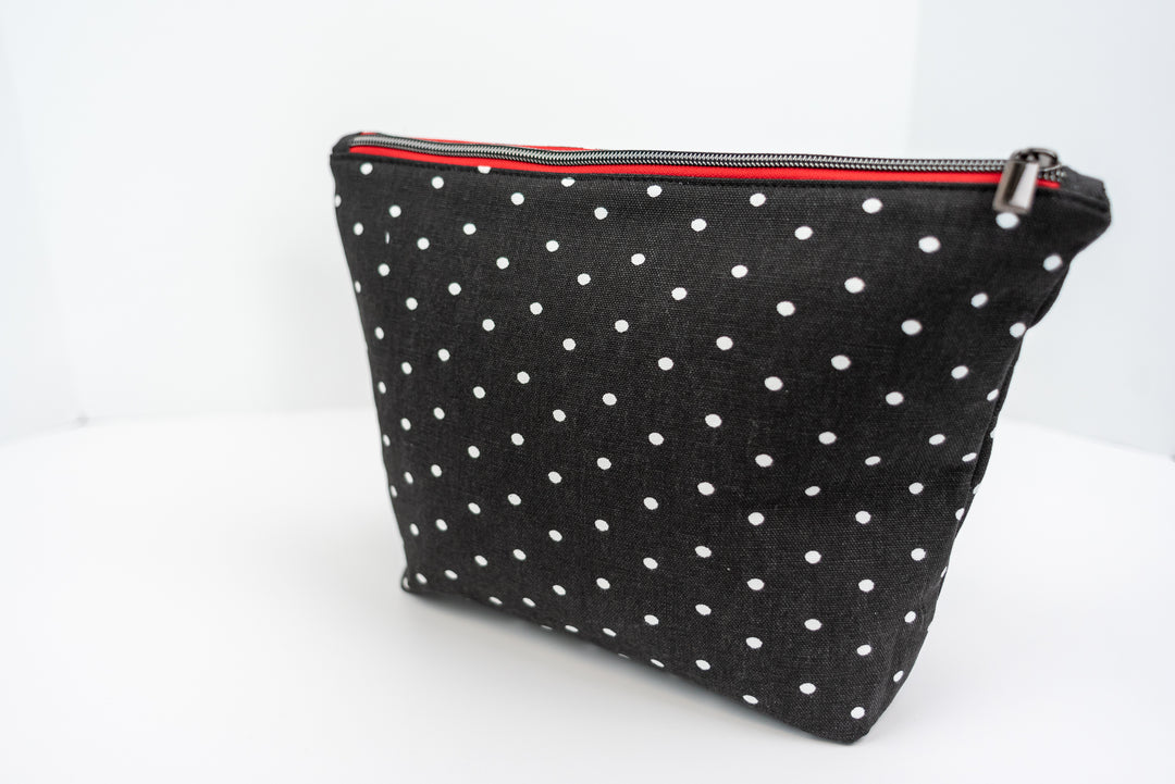 Large Wedge Bag - Black & White Dots