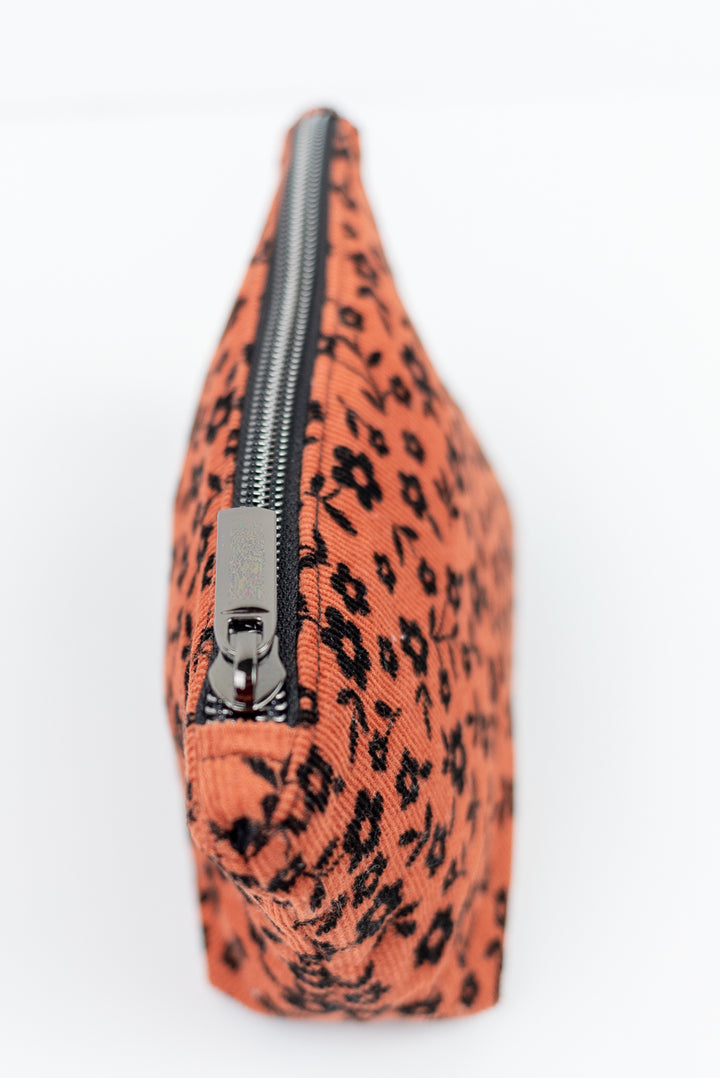 Extra Small Brown & Floral Corduroy Wedge Bag