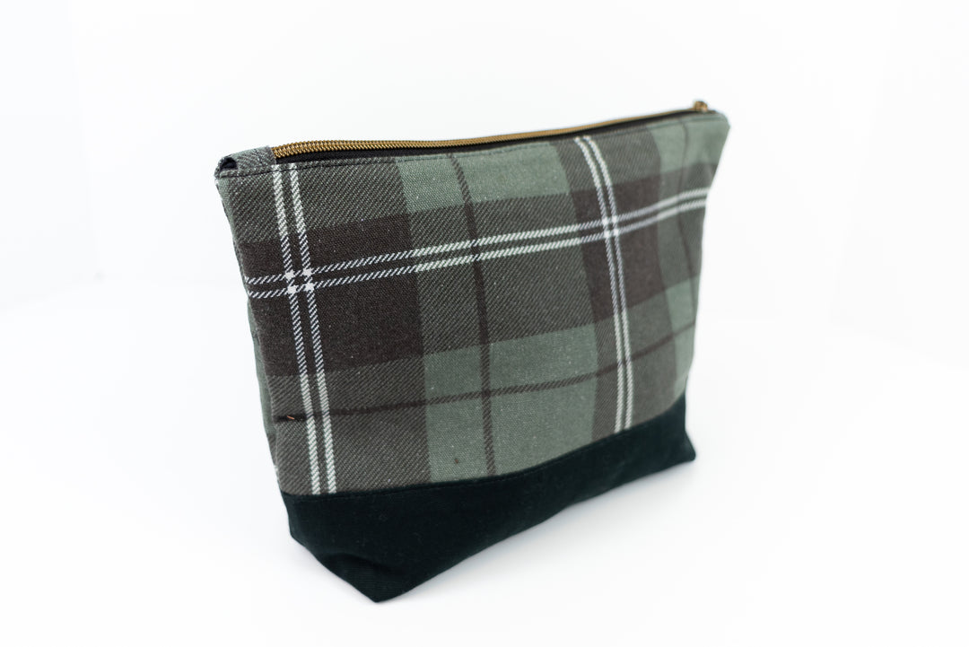 Large Wedge Bag - Green & Black Plaid