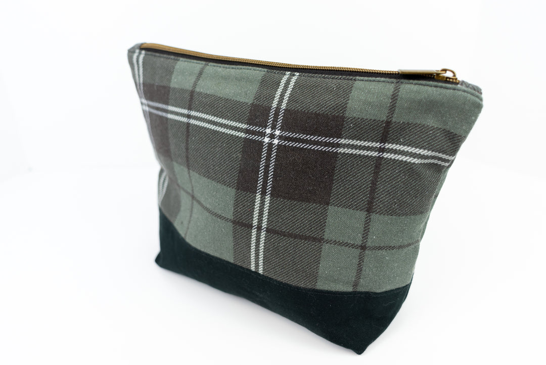 Large Wedge Bag - Green & Black Plaid