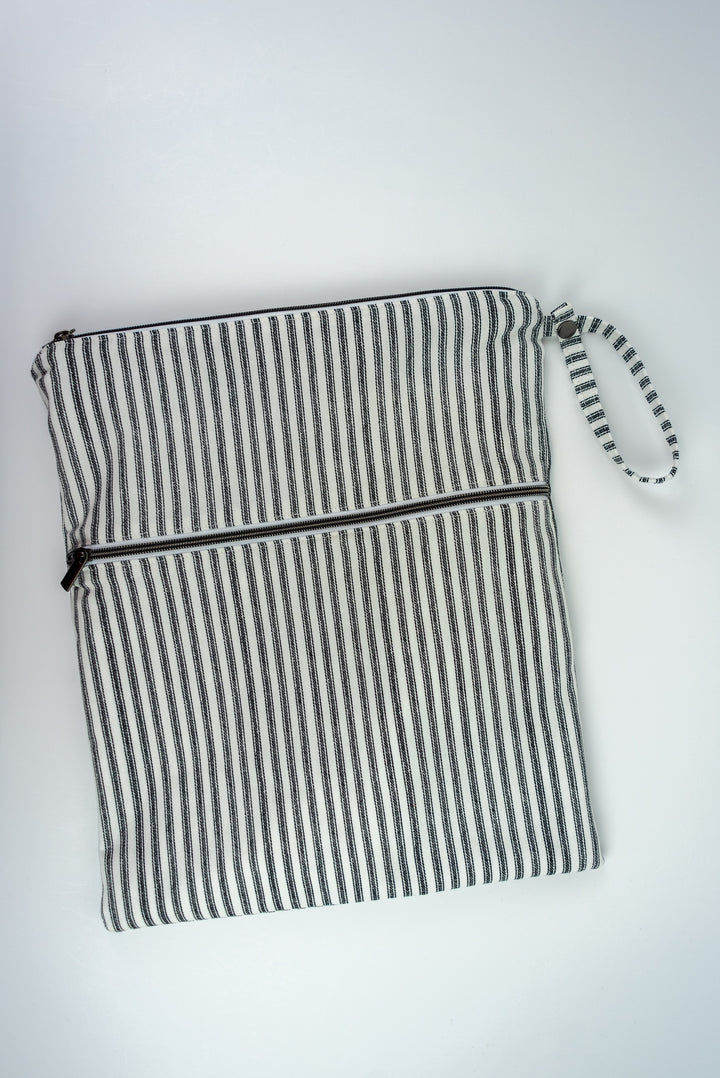 Large Deluxe Wet/Dry Bag - Black & White Striped