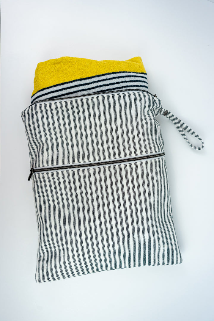 Large Deluxe Wet/Dry Bag - Black & White Striped