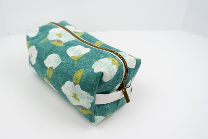 Large Teal Petunias Boxy Bag