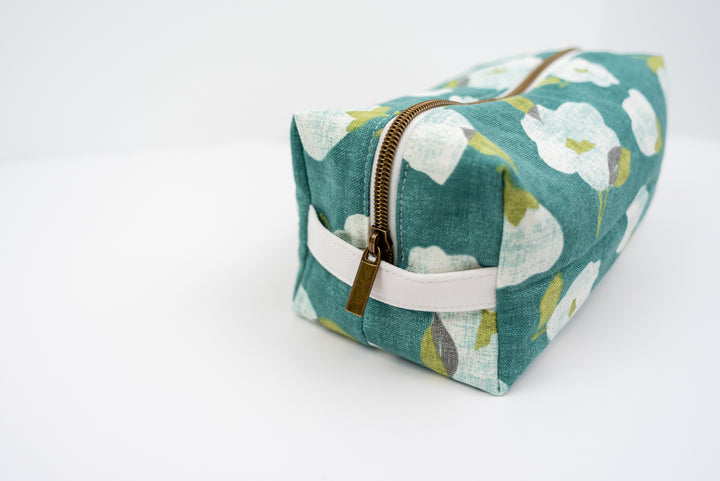 Large Teal Petunias Boxy Bag