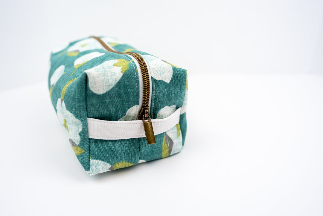 Large Teal Petunias Boxy Bag